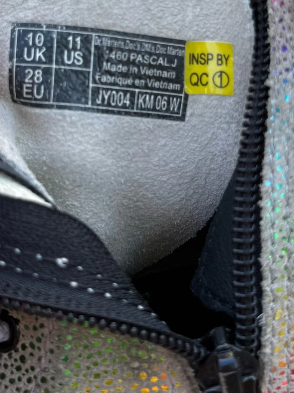 Dr Martens Jr 1460 Pascal Iridescent Lace Up Size 11 Boots girls
